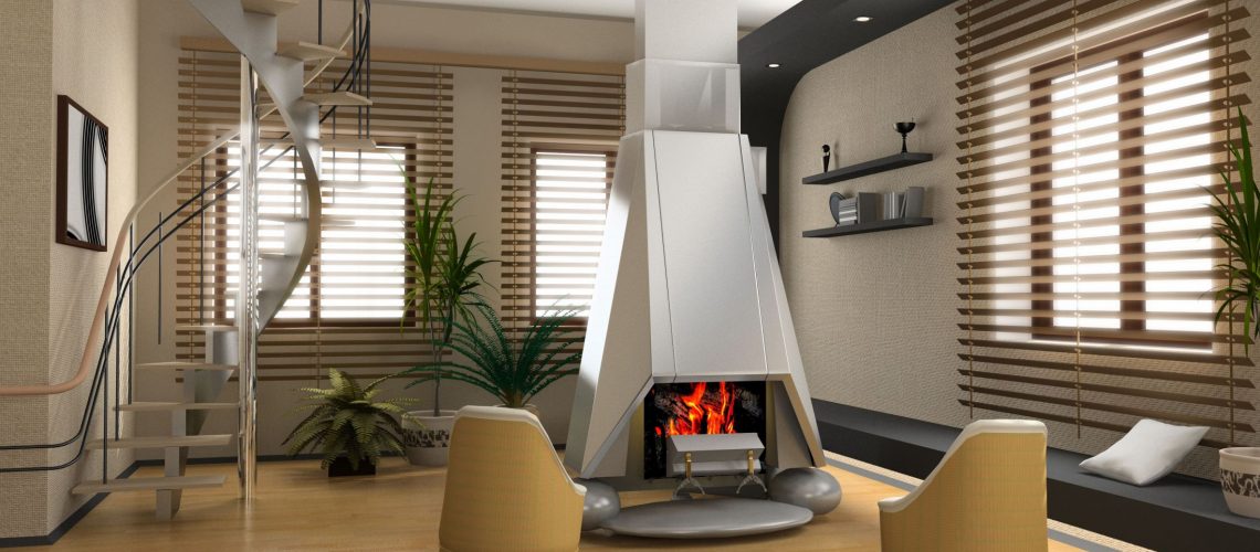 3273582 - the modern interior design with fireplace (3d)